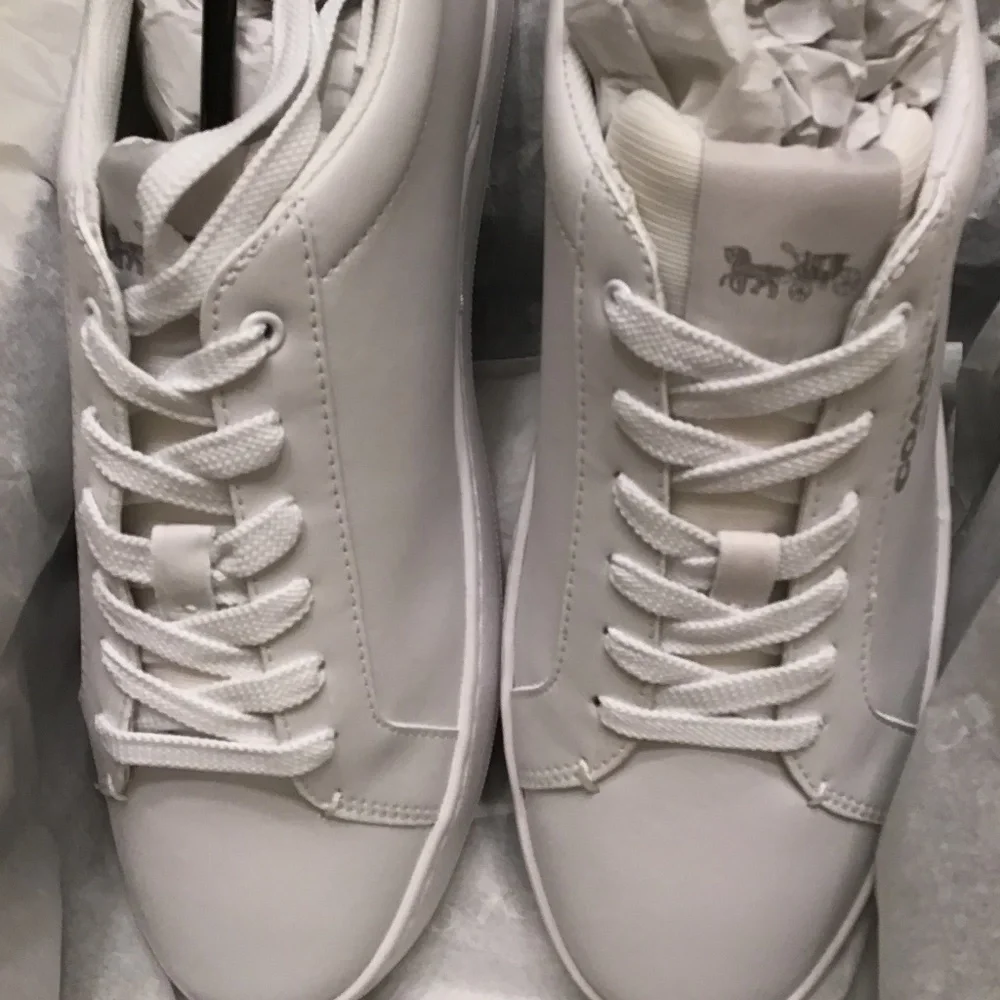 COACH ALL LEATHER OPTIC WHITE SIGNATURE SNEAKERS MENS - Picture 7 of 16